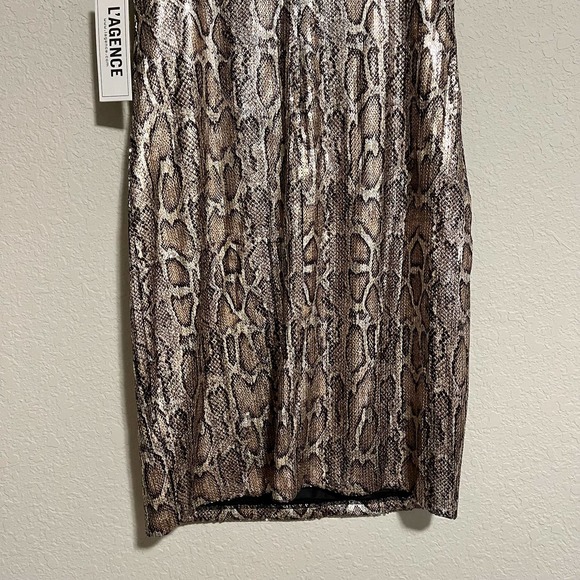 L’AGENCE Auden Fitted Sleeveless Stretch Dress Snakeskin XS Bodycon Mini - Picture 10 of 10
